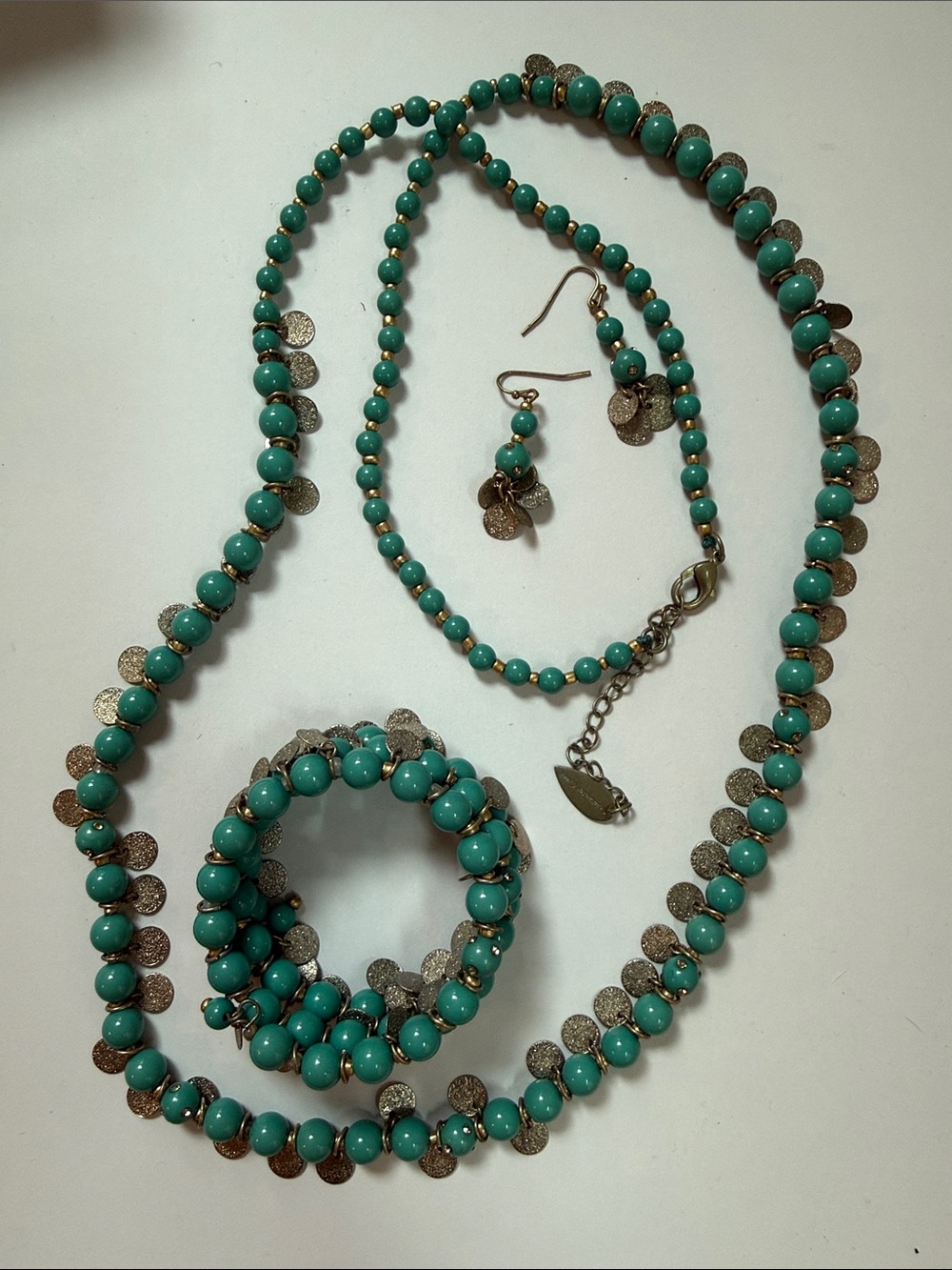 Coldwater Creek Turquoise Bead Necklace, Bracelet & Earrings Set